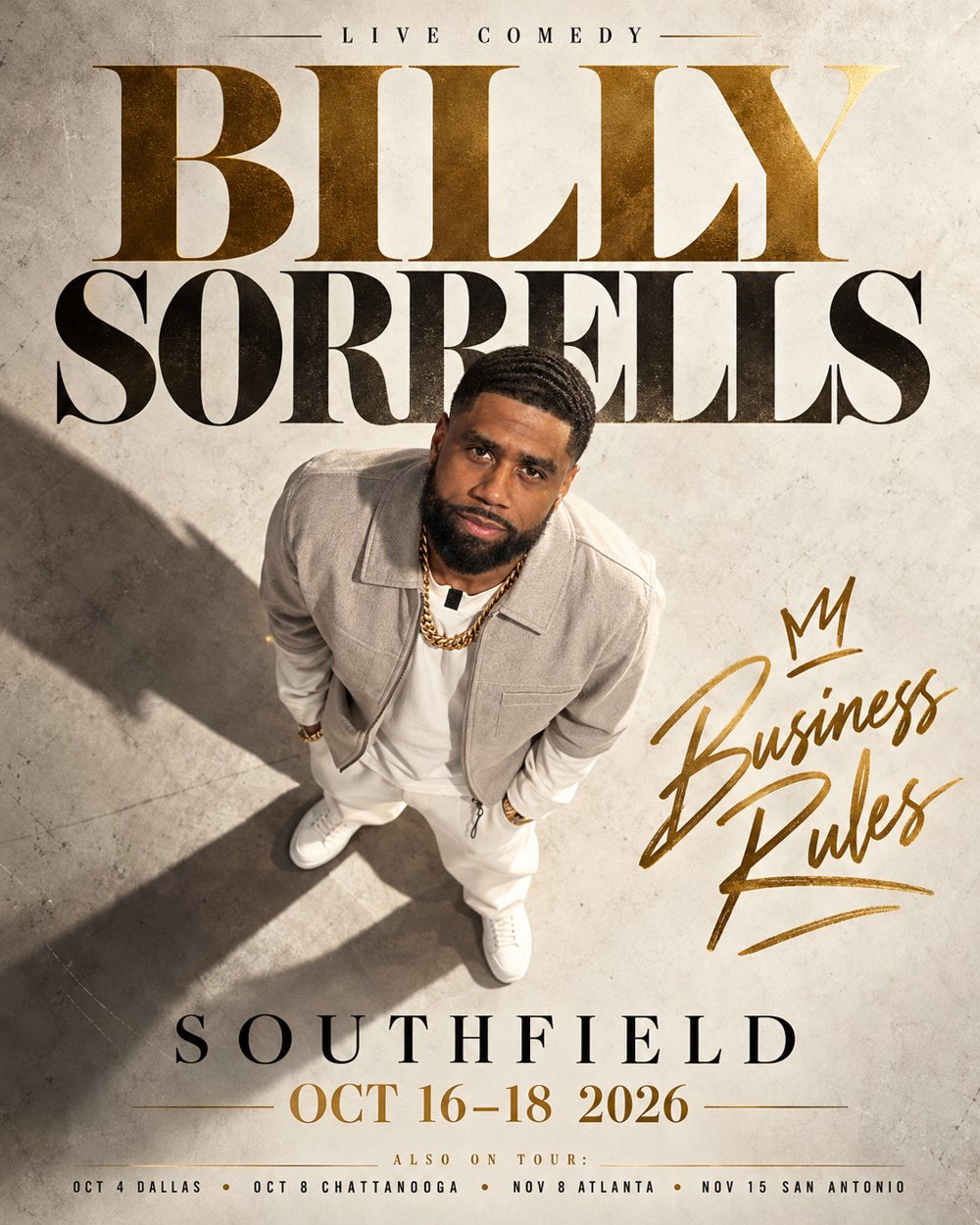 Billy Sorrells shot from above, Southfield poster