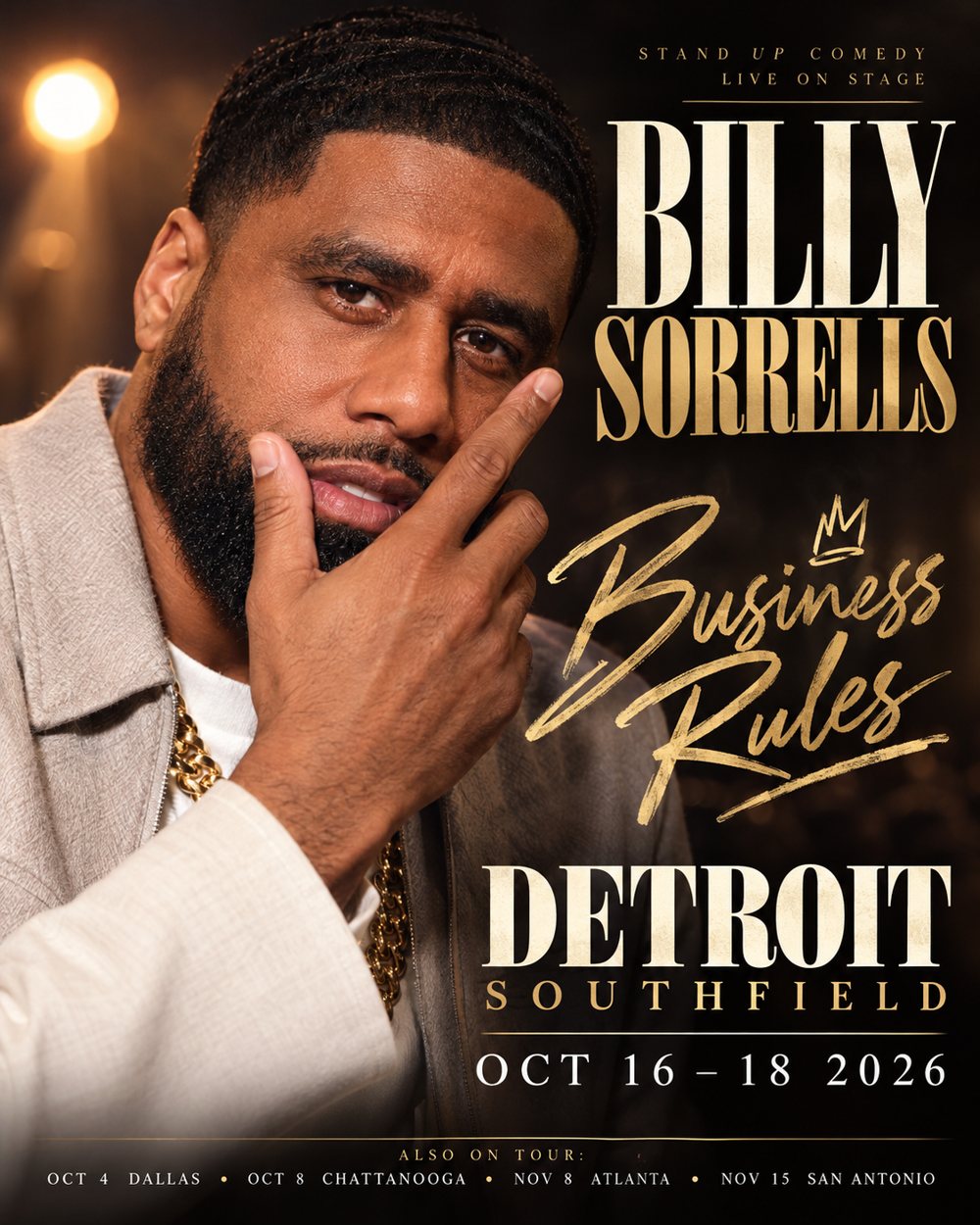 Billy Sorrells close-up portrait, Detroit poster